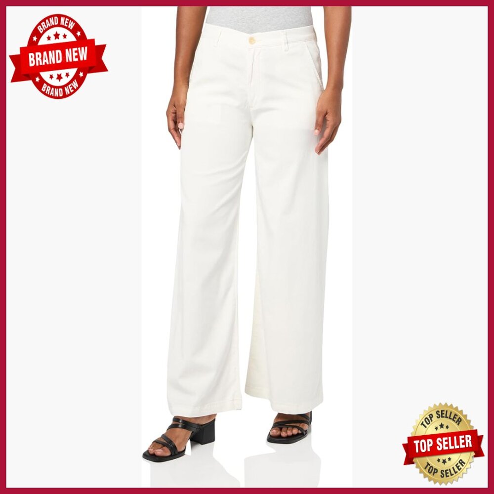 High Rise Wide Leg Pants, Cotton-Tencel Stretch Twill, Relaxed Fit